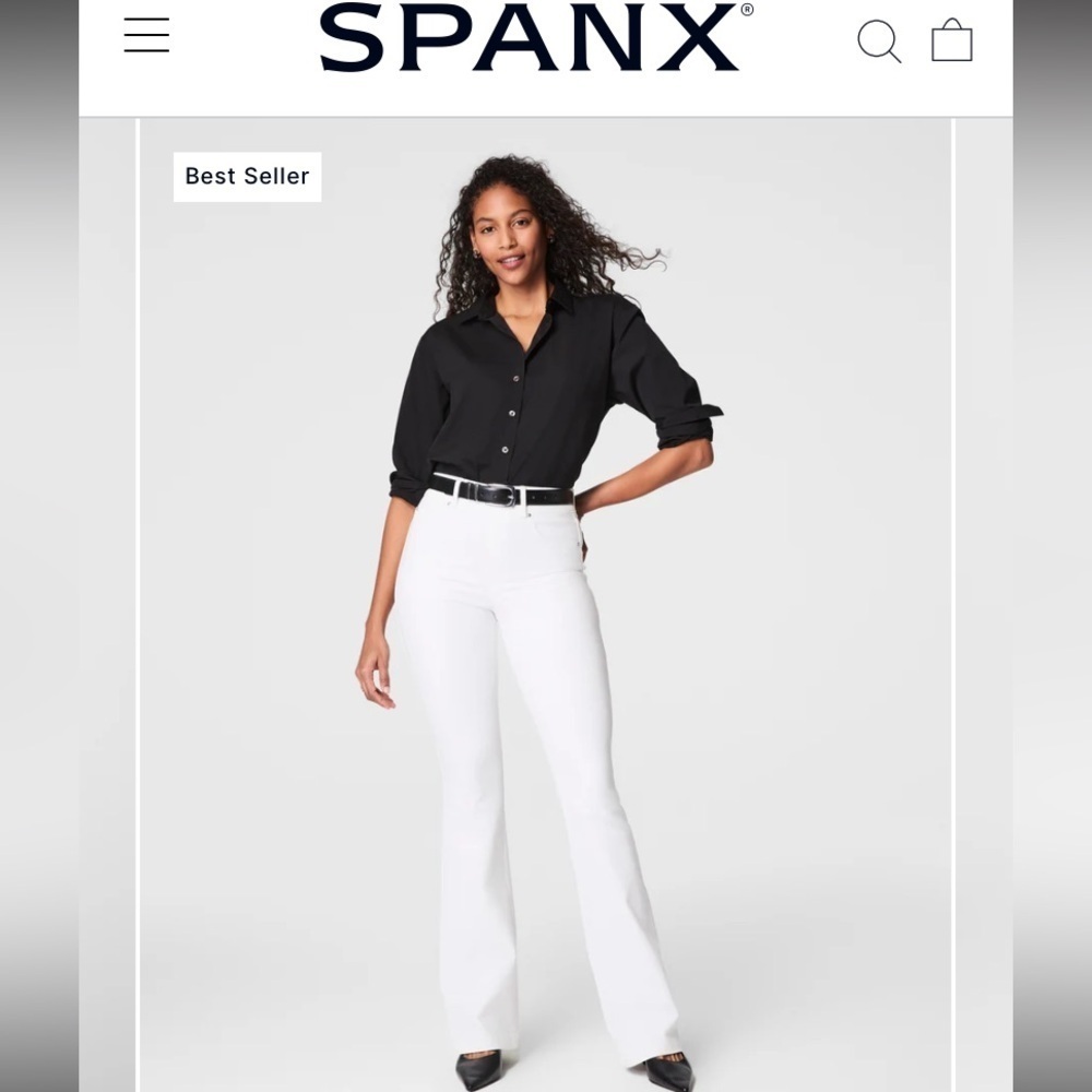 SPANX shape EveryWear Flare Jeans denim pull on white nwot fall $148 casual